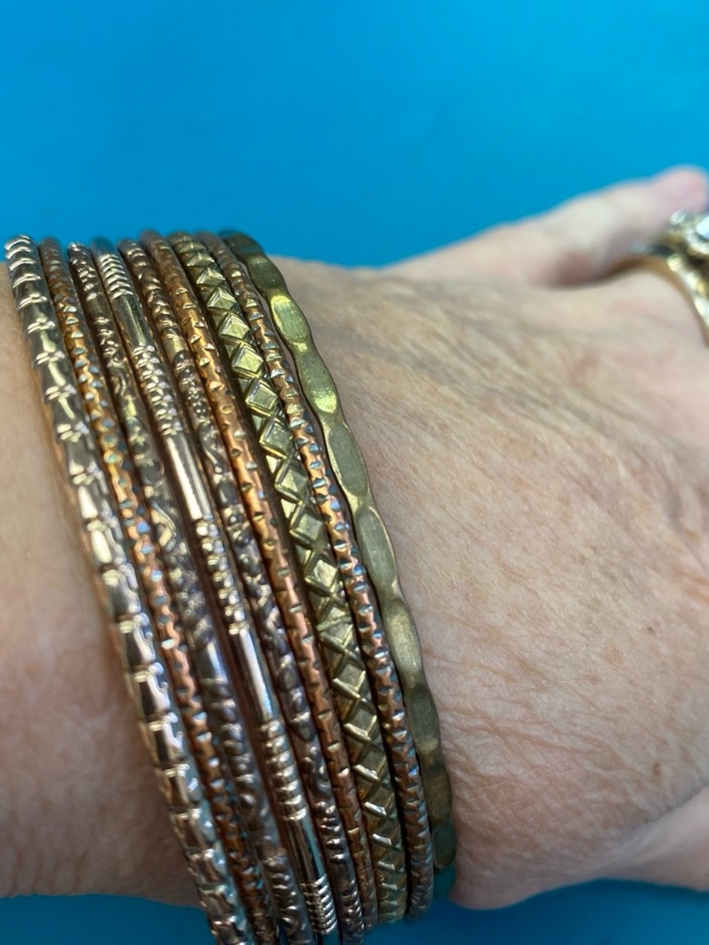 Mixed Metal Stackable Bangle Bracelet - Gold & Rose Gold